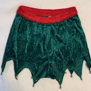 Velvet Holiday Shorts with Bells